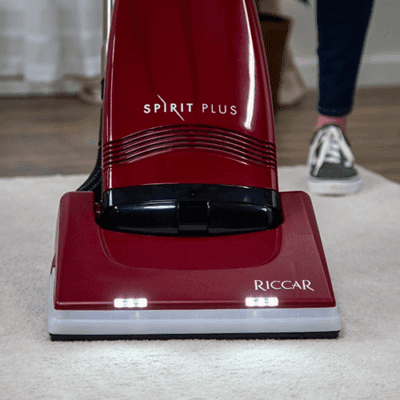 Riccar Spirit Plus R21Plus dual LED headlights illuminating under furniture