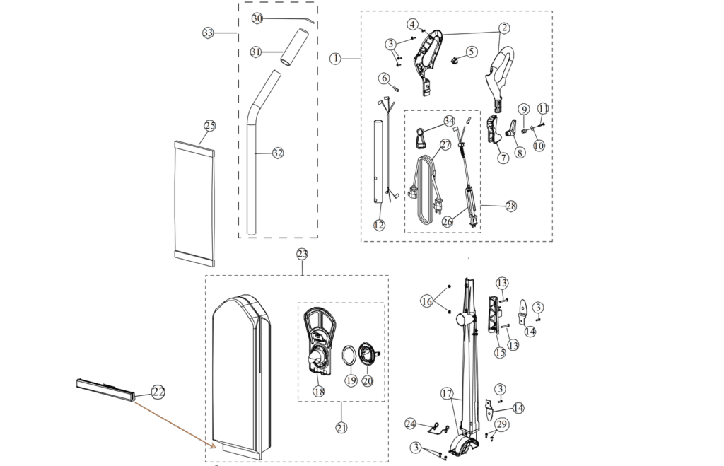 CleanMax ZM-200 Handle & Bag parts diagram