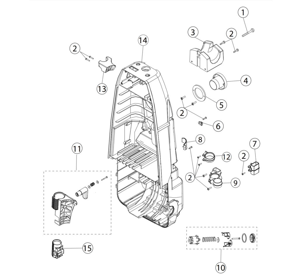 CleanMax CMP-3T Main Body Back parts diagram
