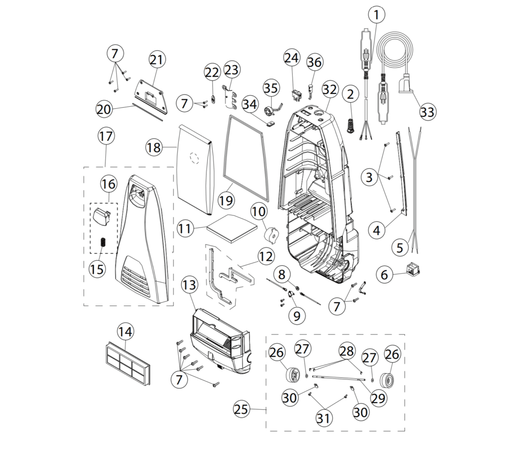 CleanMax CMP-3T Main Body Front parts diagram