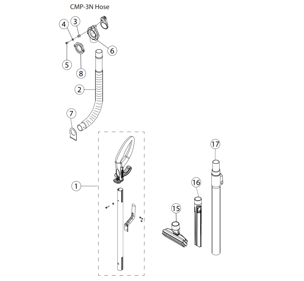 CleanMax CMP-3N Handle and Hose parts diagram