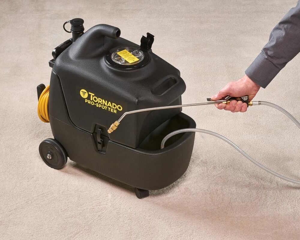 CFC,  Powr-Flite,  Tornado,  Human,  Machine,  Person Tornado Pro Spotter Deluxe 3.5-Gallon Carpet Spot Cleaner – Model TE011-G03-U | Portable Commercial Carpet Extractor with 2-Stage Vacuum Motor, 55 PSI Pump, and Complete Tool Kit