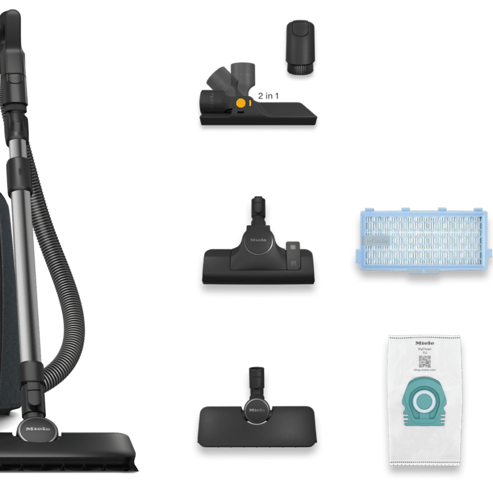 Miele Guard L1 AllFloor PowerLine Canister Vacuum – SUSE0, Obsidian Black, DynamicDrive, AllFloor Brush