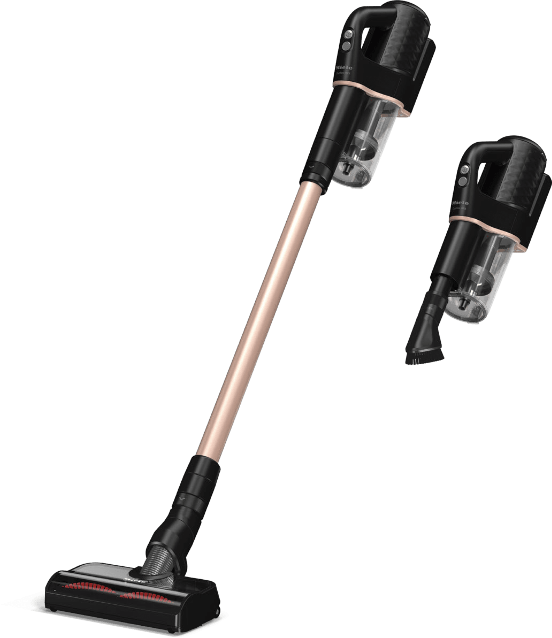 Miele Duoflex HX1 Total Care cordless stick vacuum in Obsidian Black with MultiFloor Electrobrush and pet hair Electro Compact brush