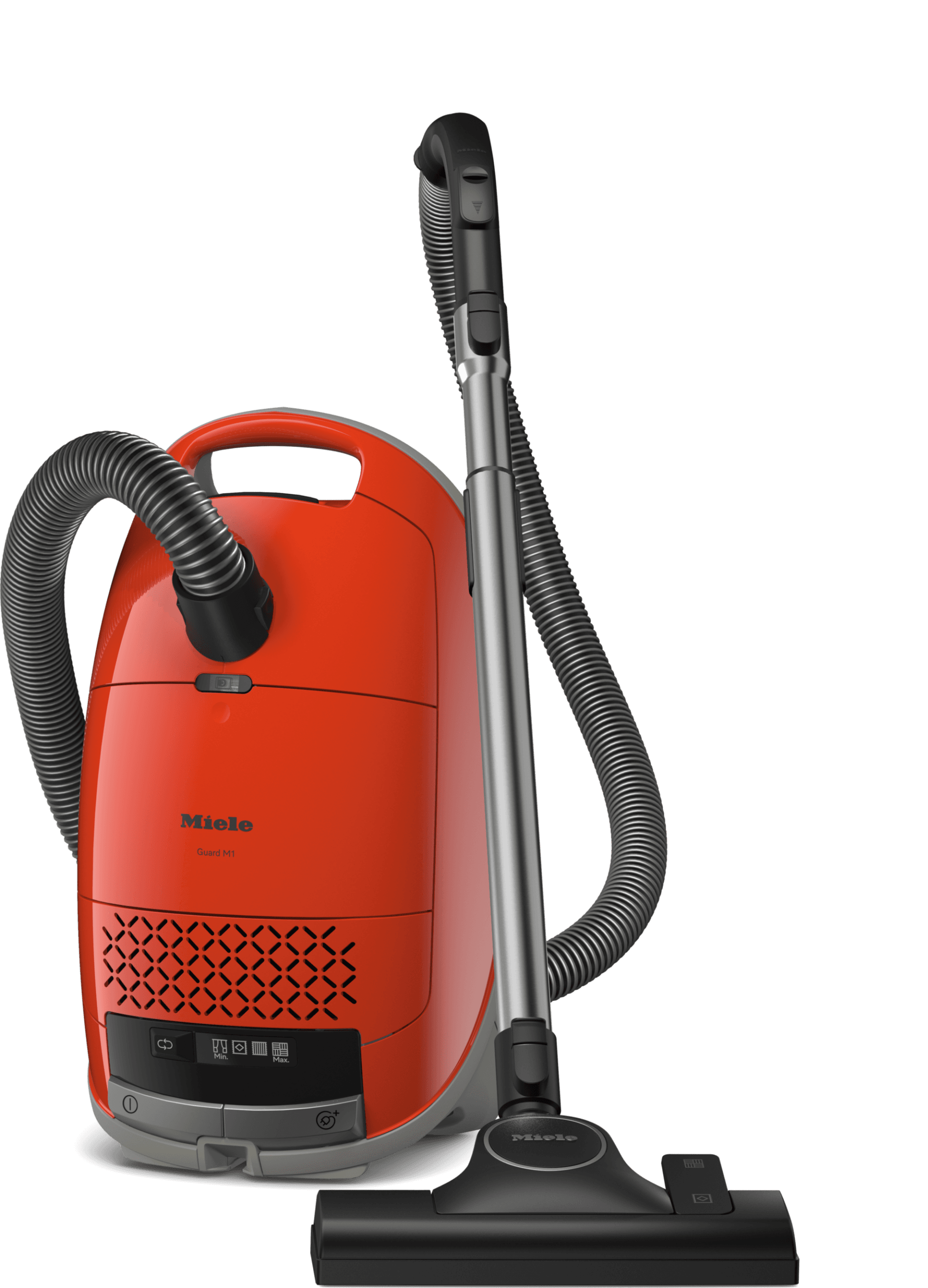 Miele Guard M1 Terra SVWE0 canister vacuum in Terra Red with AirClean filter and integrated accessories