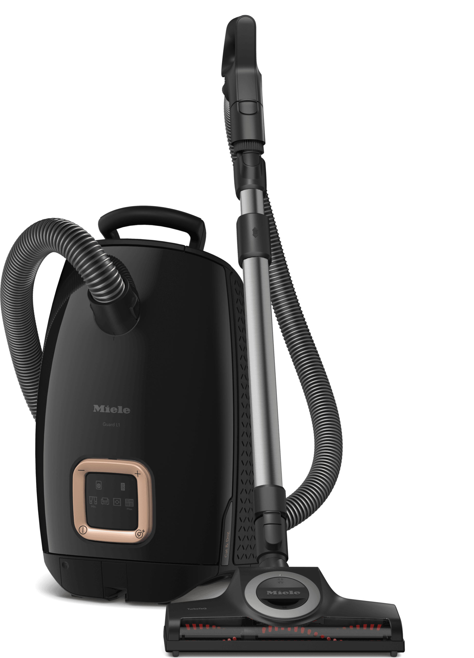 Miele Guard L1 Cat & Dog PowerLine SUZE0 canister vacuum in Obsidian Black with TurboBrush for pet hair removal