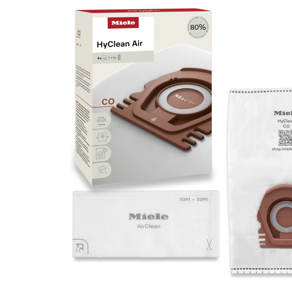 20000220150 Miele Style CO HyClean Air Vacuum Bags – 4-Pack FilterBags with AirClean Filter for Guard M1