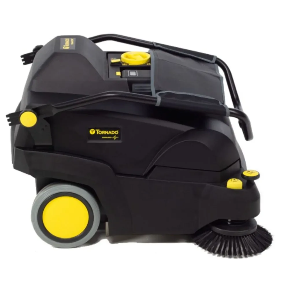 Tornado Tempest TV400-W26-U cordless carpet sweeper side view showing 5-gallon dust bin