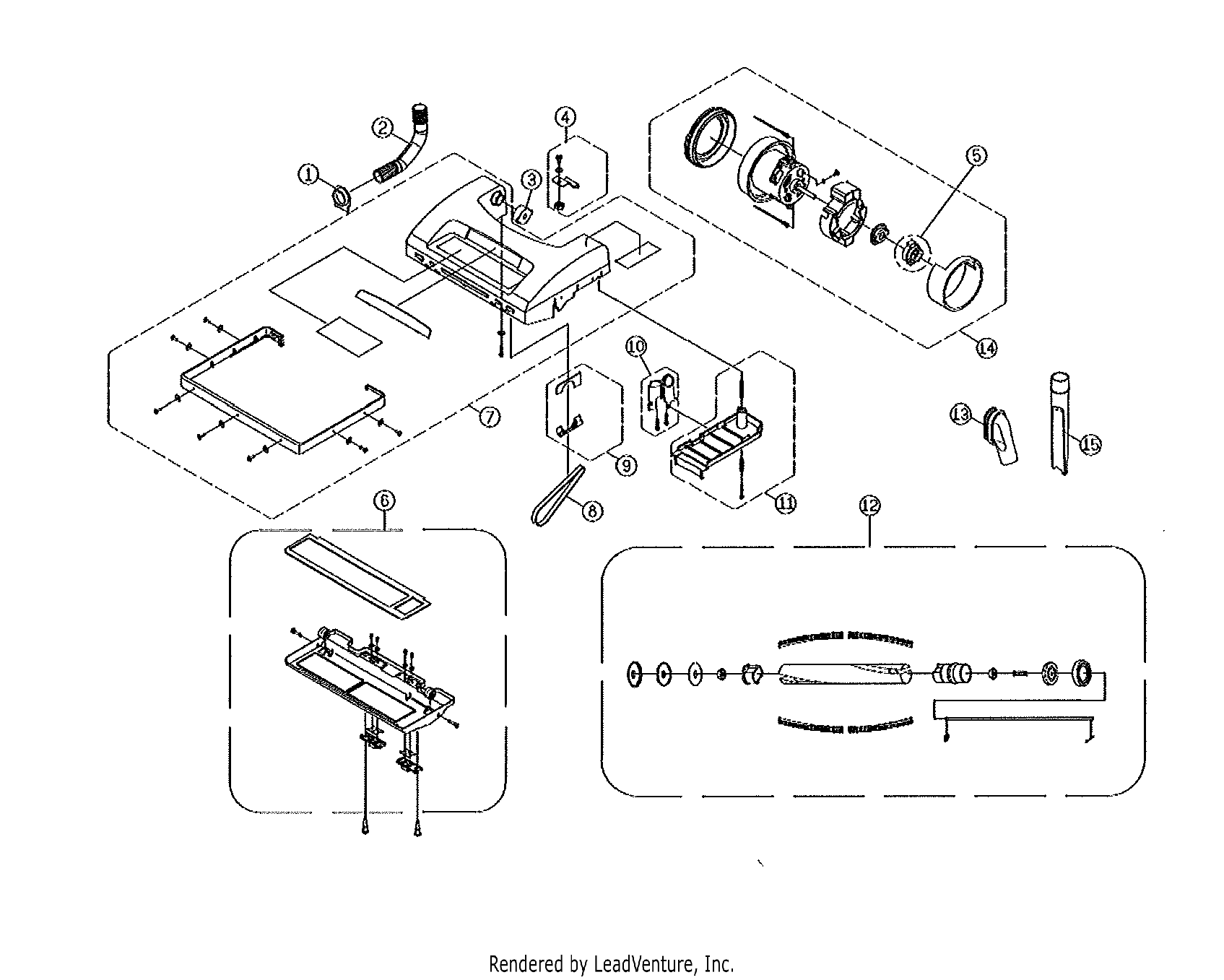 Tornado CK 14/1 Pro Brush Base, Roller & Belt Diagram