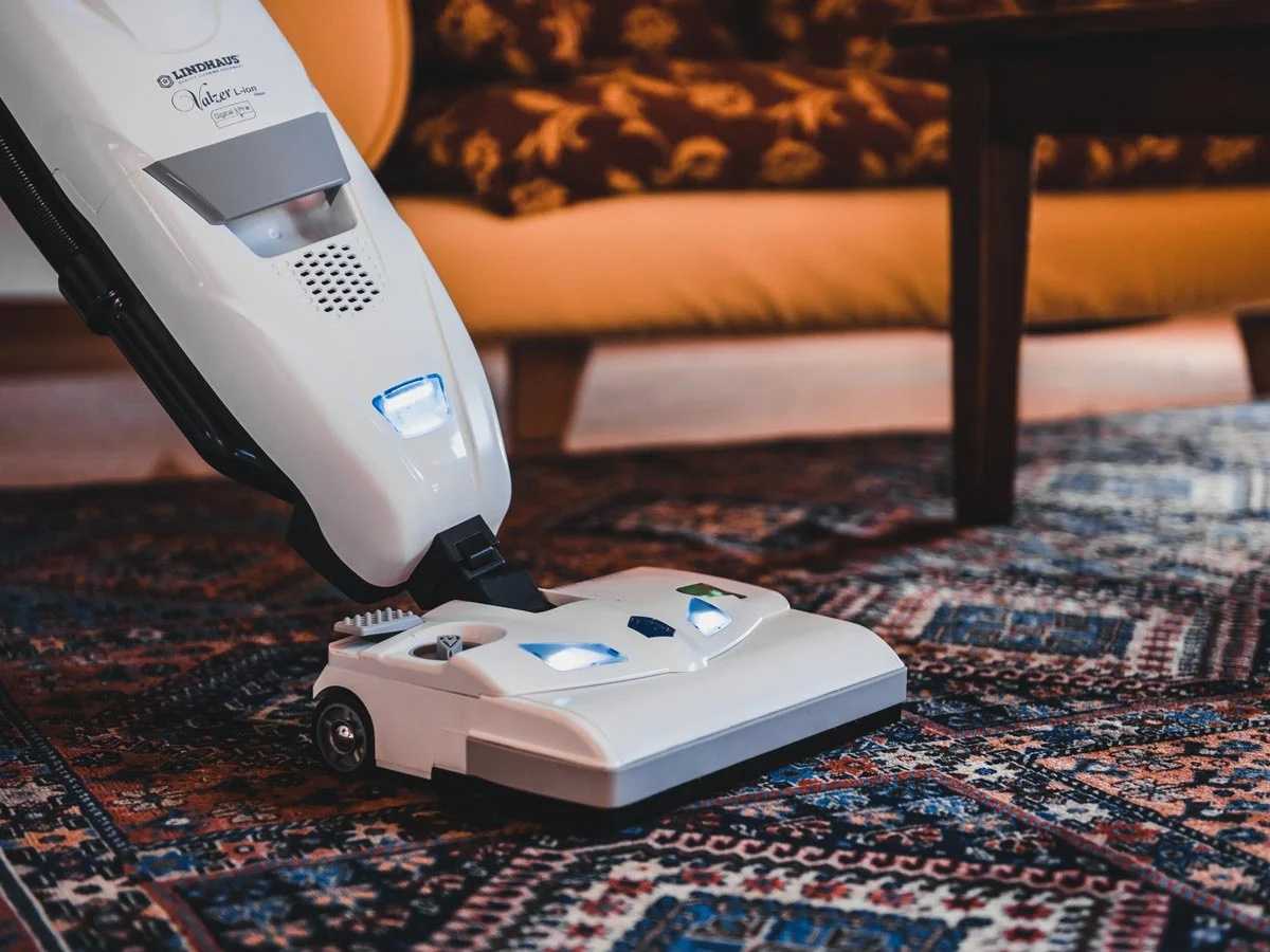 Lindhaus Valzer commercial vacuum cleaning area rug in use