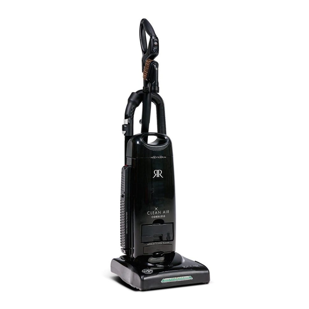 Riccar R27CV cordless vacuum three-quarter right view Riccar R27CV cordless vacuum three-quarter right view