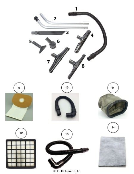 Tornado Pac-Vac Aircomfort 93012B Accessories and Consumables diagram