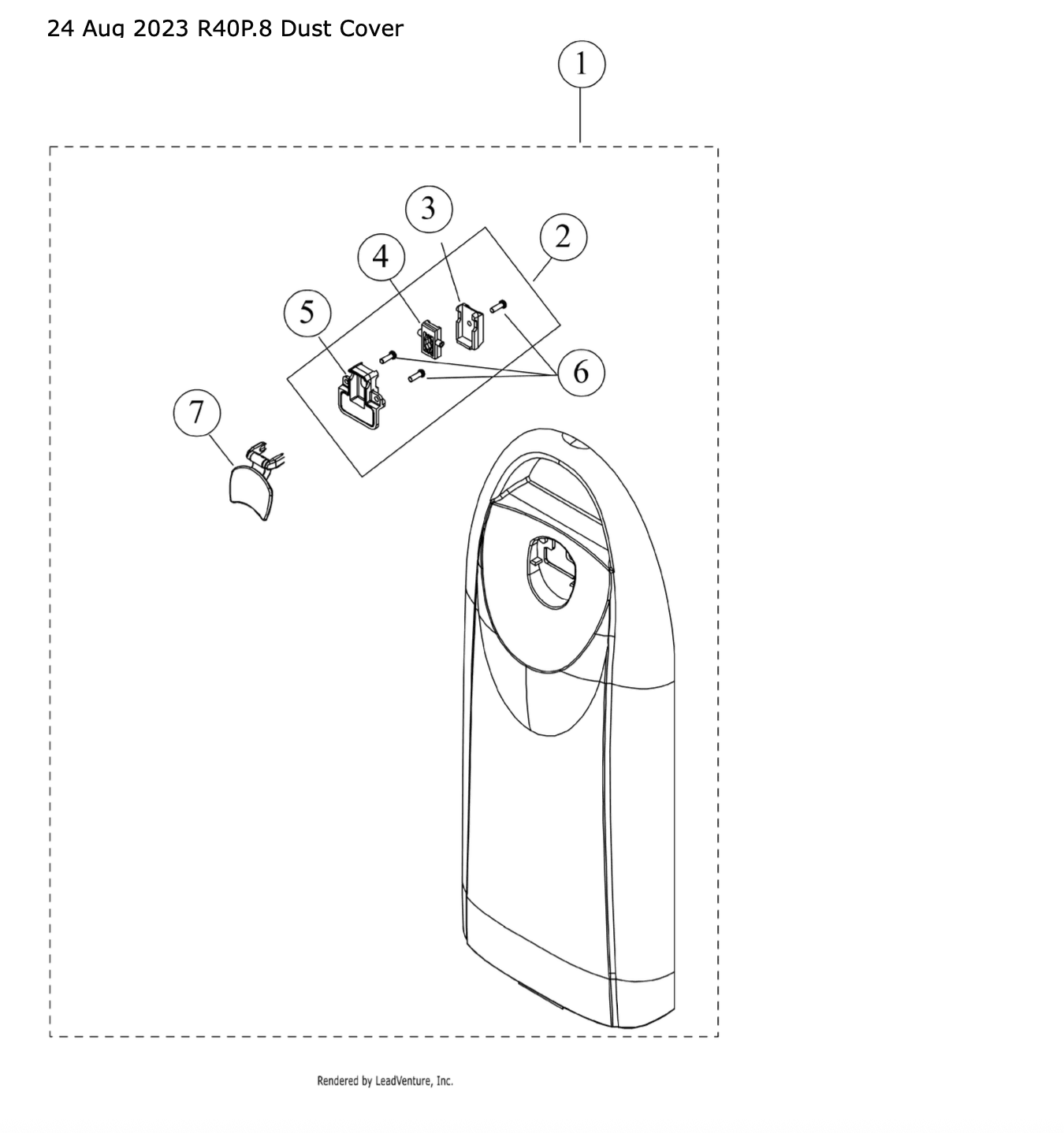 Riccar R40P – Dust Cover Parts Diagram