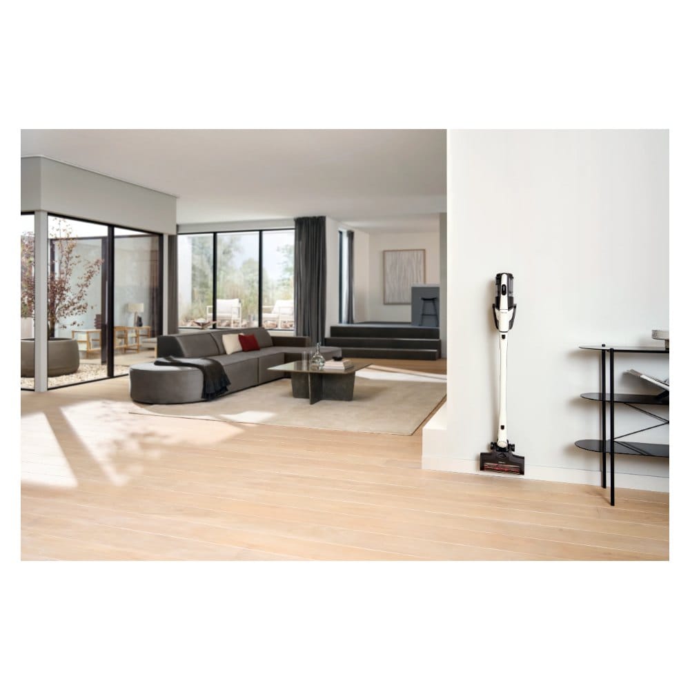 Miele Triflex HX3 park position Miele Triflex HX3 standing free in its park position in a living room