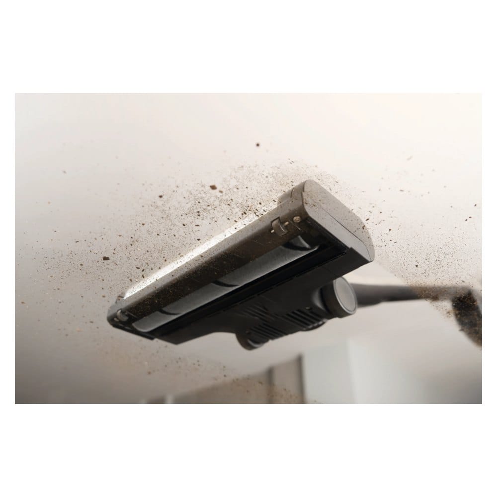 Miele Triflex HX3 Plus Aqua Hardfloor Care Tool Miele Triflex Hardfloor Care Tool soft roller picking up debris on a hard floor