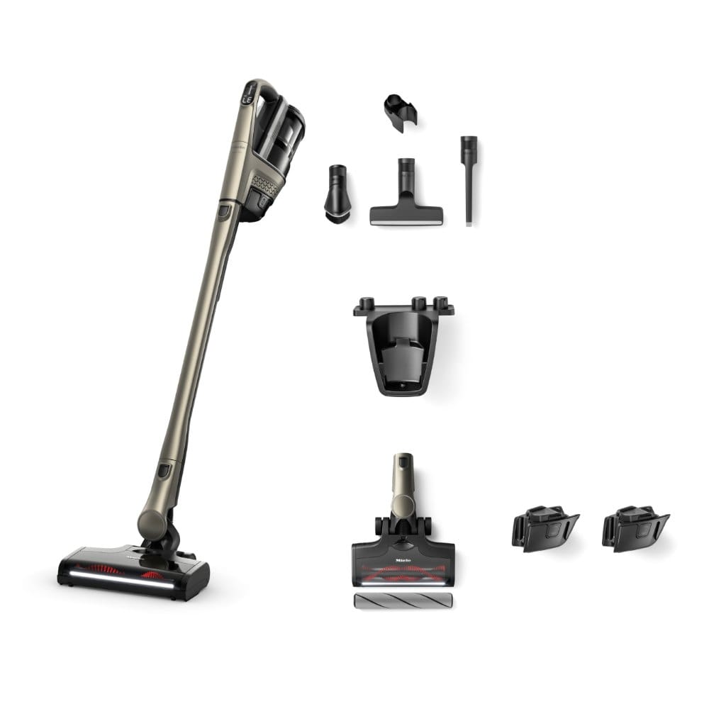 Miele Triflex HX3 Plus cordless stick vacuum in Titanium PearlFinish with second battery, Hardfloor Care Tool and accessories
