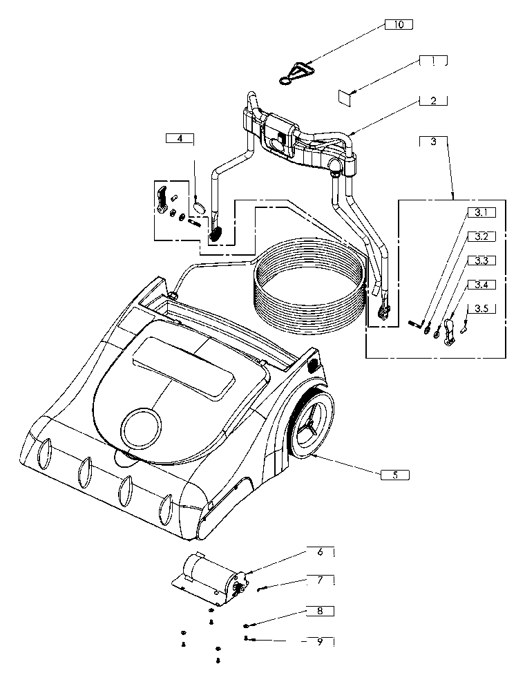 Tornado 93030 Carpetkeeper handle lock and brush motor pulley parts diagram