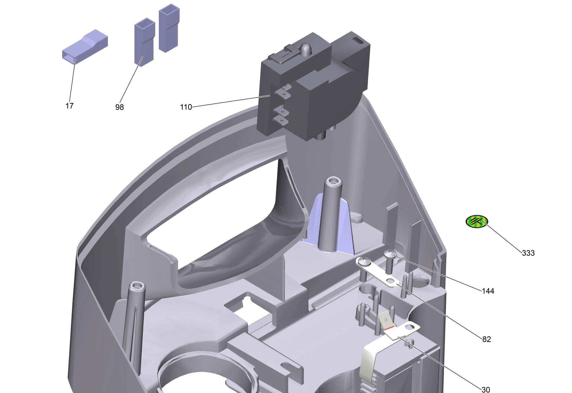 Tornado CVD 38/2 and CVD 48/2 top parts exploded diagram with numbered callouts