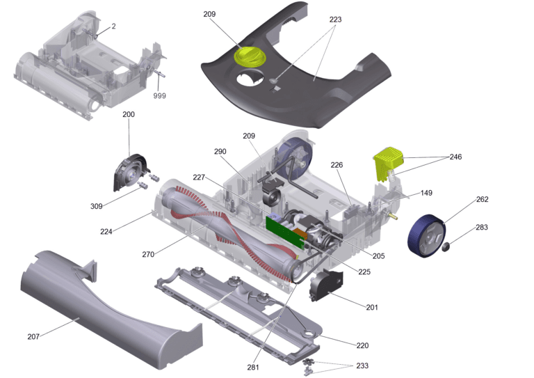 Tornado CVD 48/2 19-inch brush head exploded parts diagram
