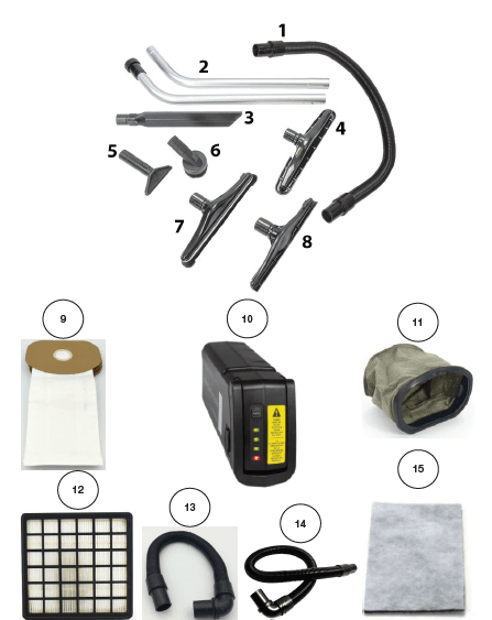 Tornado Pac-Vac 6 Roam 93016 accessories and consumables diagram