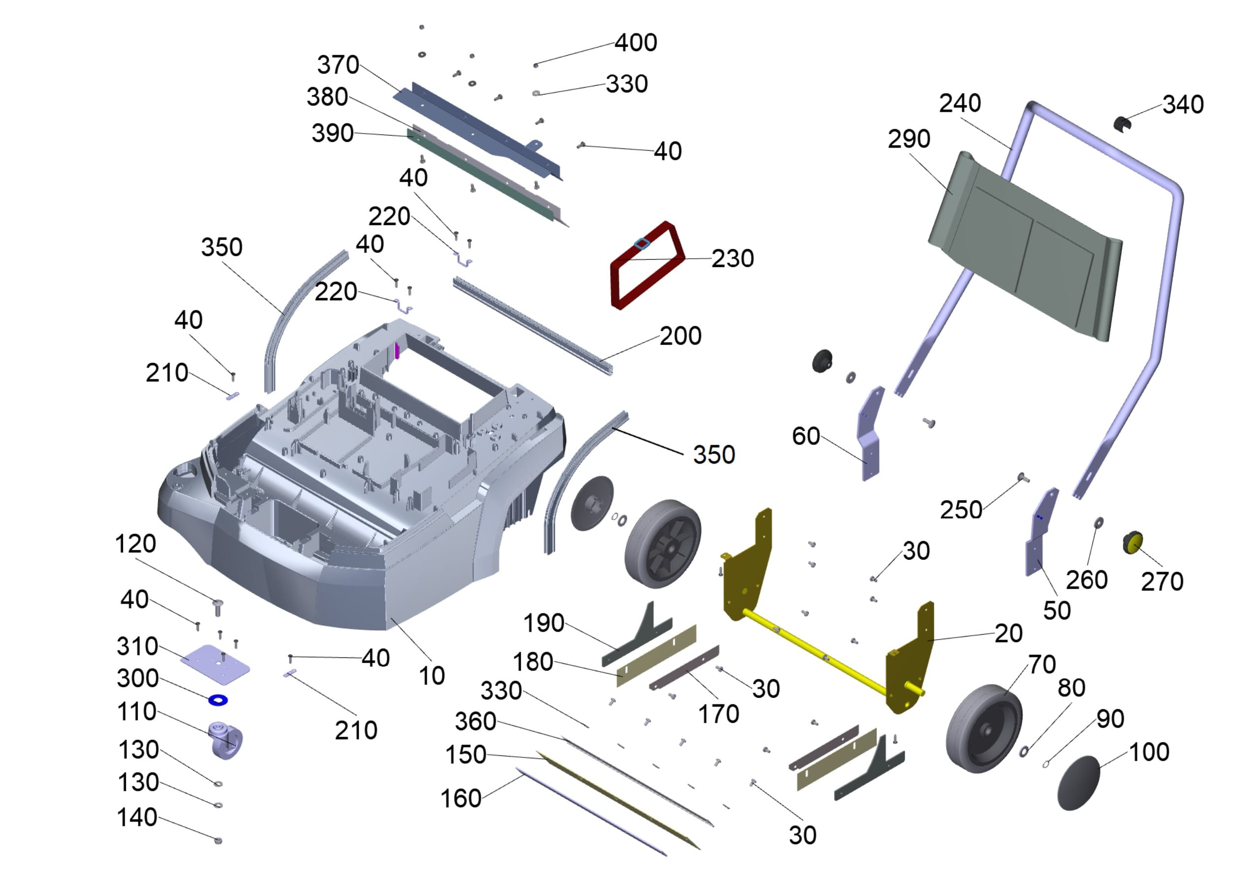 Tornado Tempest Handle and Frame parts diagram