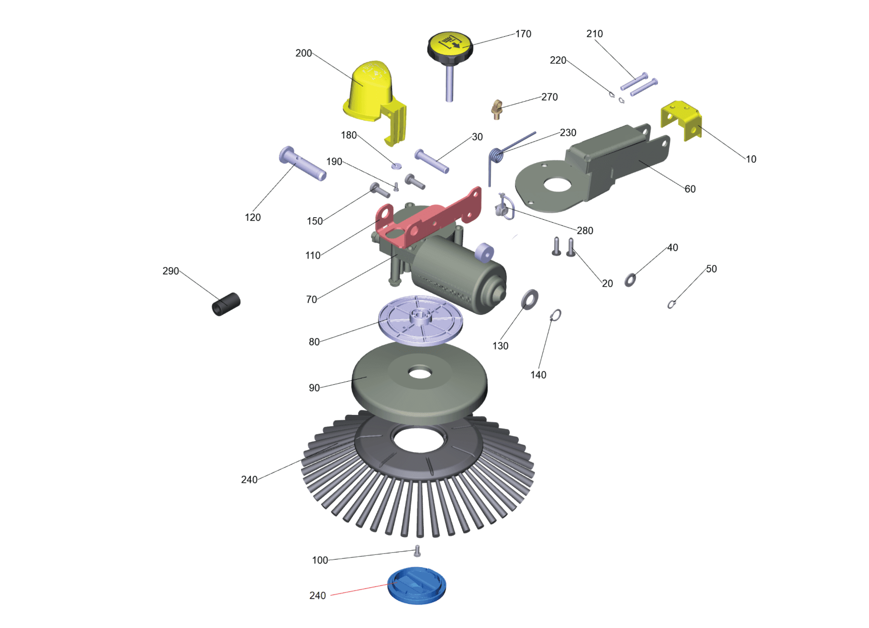 Tornado Tempest Side Broom parts diagram
