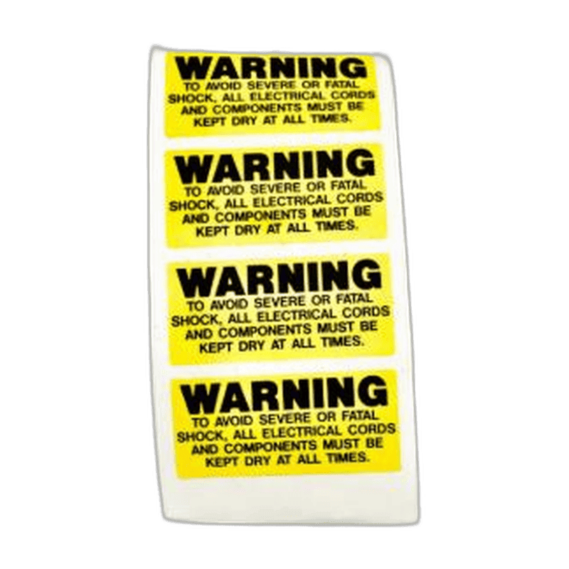 Tornado Marathon 98170 / Powr-Flite Prowler PFX900S warning label part number X8976