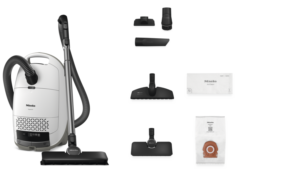 Miele Guard M1 AllFloor with included AllFloor floorbrush, Parquet Twister SBB 300-3, upholstery nozzle, crevice nozzle, dust brush, AirClean filter and CO bag