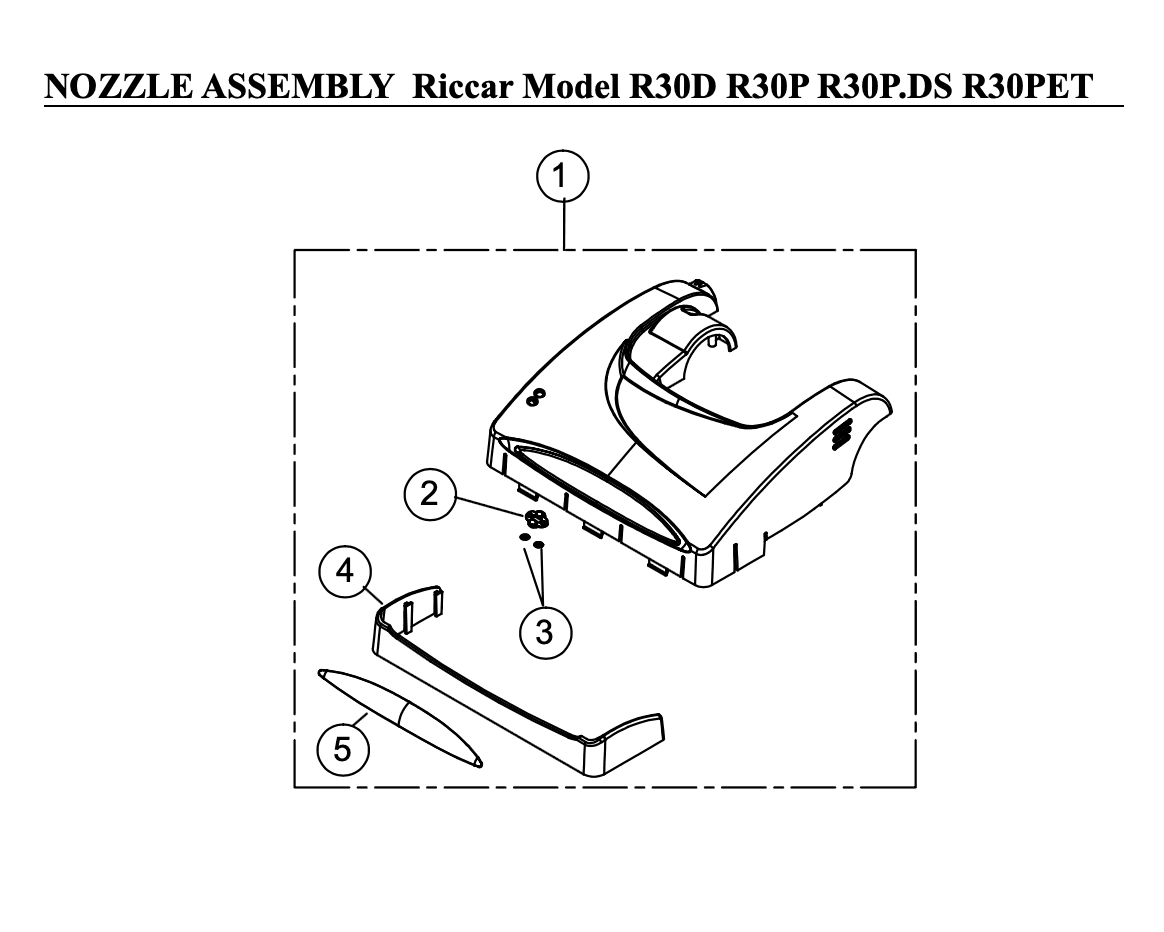 Riccar R30 – Nozzle Assembly Parts Diagram