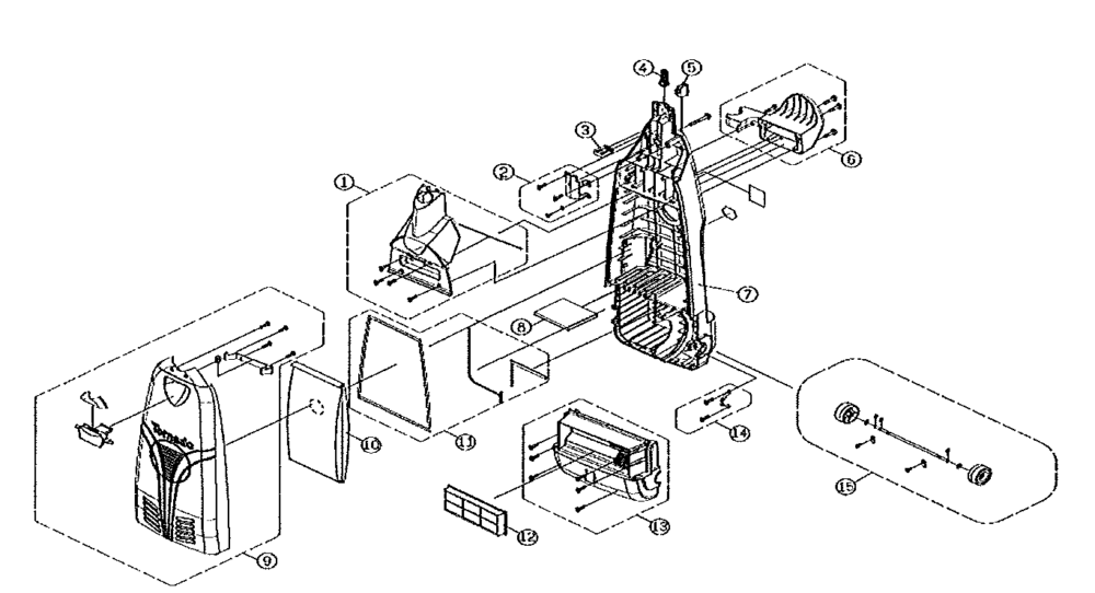 Tornado CK 14/2 Pro bag housing exploded parts diagram, model 98152